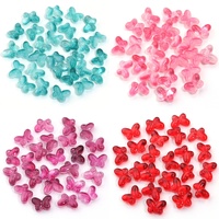 50pcs 15mm Gradual Color Cute Butterfly Glass Beads Small Loose Spacer Beads For Decoration Making DIY Accessories