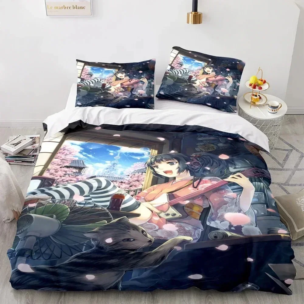 

Kawaii Girl Bedding Set Single Twin Full Queen King Size Anime Girl Bed Set Adult Kid Bedroom Duvet cover Sets 3D Print