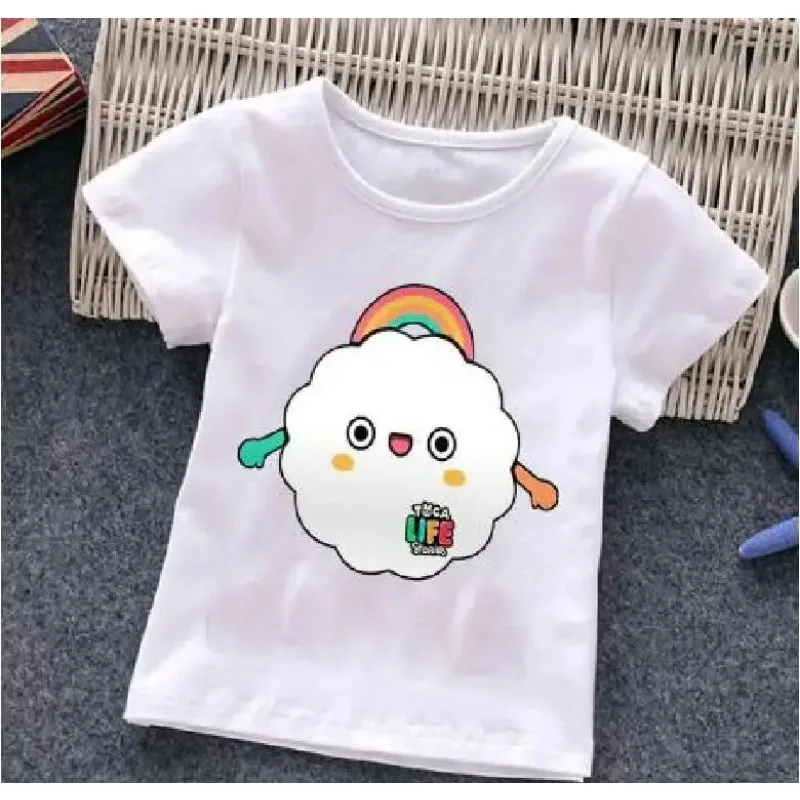 T-shirt imprimé à manches courtes Life World pour enfants, vêtements de jeu cancers de dessin animé, nouvelle collection d'été, Guile, Toca, Boca