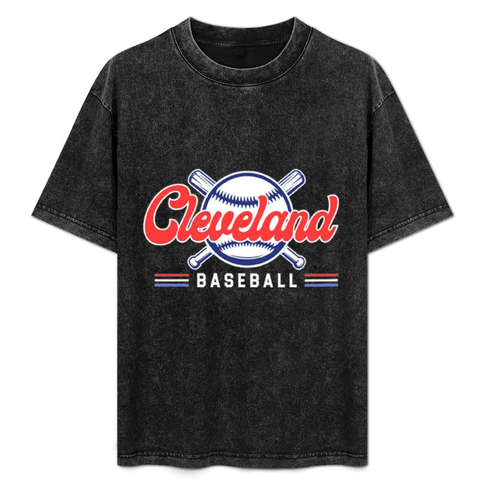 

Cleveland Baseball red and blue T-Shirt Water Resistant Casual T-Shirt