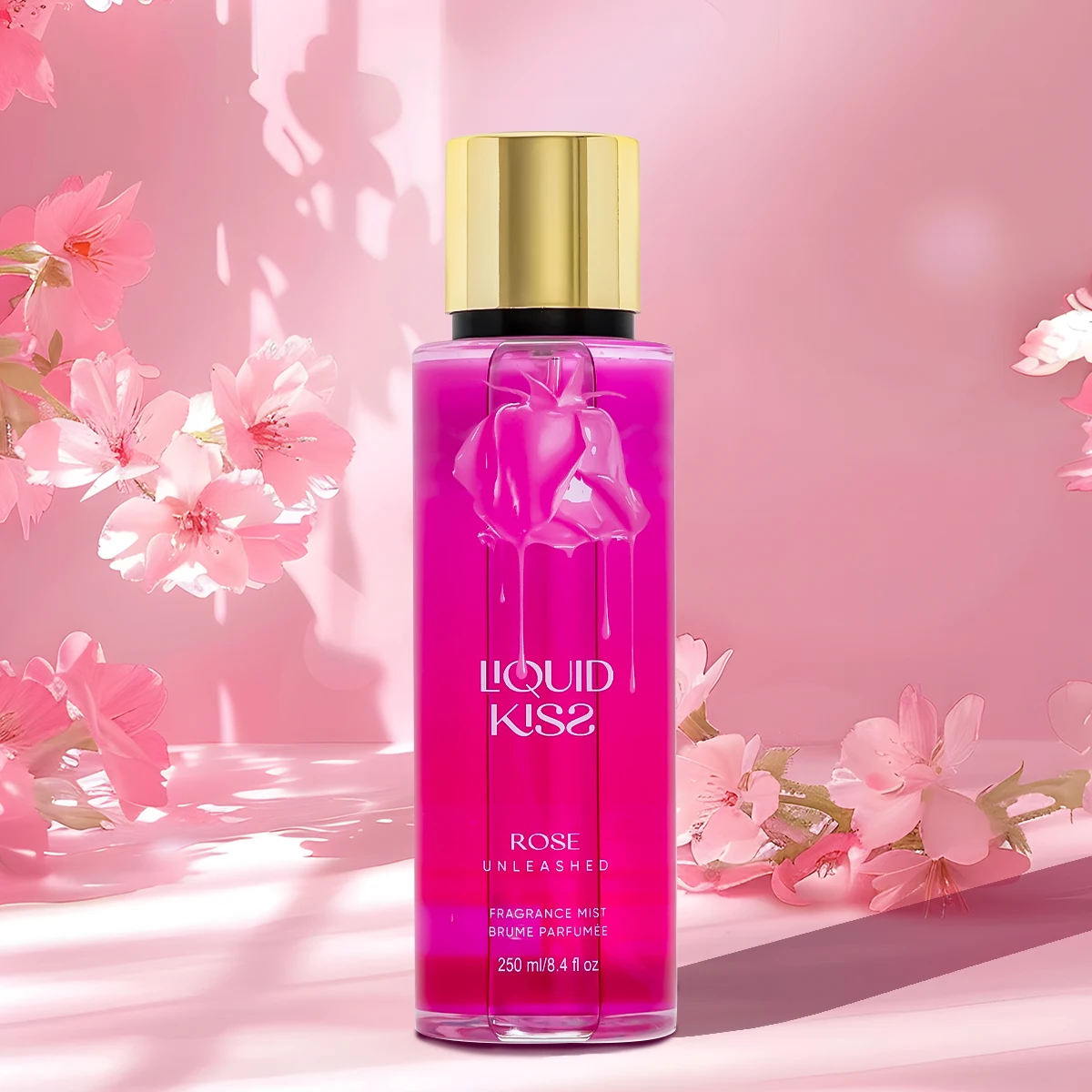 LIQUID KISS Body Spray for Women 8.4oz ROSE UNTAMED Scent Long-Lasting Fragrance Body Mist Floral and Fruity Fragrance