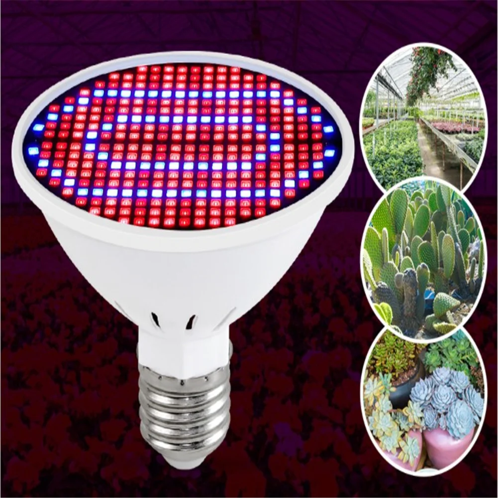 หลอดไฟ LED E27ไฟพืชเติบโตสำหรับสวนแบบเต็มสเปกตรัมอุปกรณ์ไฟพืชเติบโตไฟปลูก80LED 48/60/