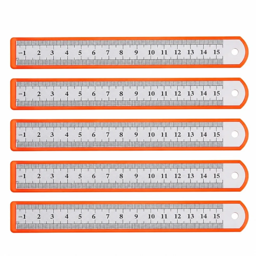 5 pcs,Thick 0.7mm, 15cm,20cm 15cm 20cm Length Stainless Steel Ruler 0.7mm Thickness Straight Shape Straight Ruler