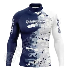 New Men's Surfing Shirt Spray Camo Lycra Rashguard RIGHTTRACK Surf Sportswear Beach UV Swimwear UPF50 Clothes