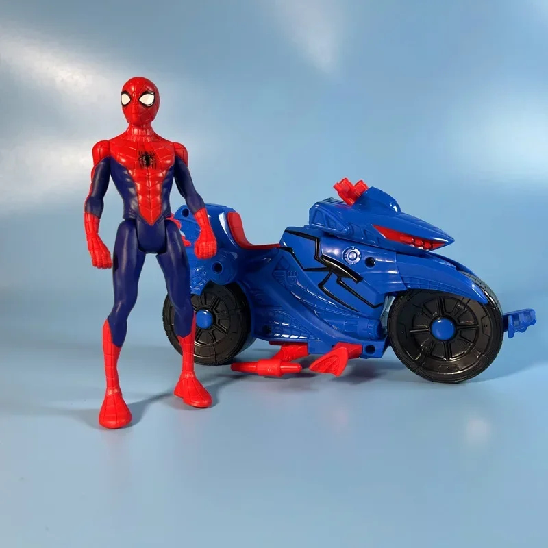 Miniso Marvel Spiderman Anime Perifere Cartoon Figuren Motorfiets Model Ornamenten Creatief Kinderspeelgoed Kerstcadeaus