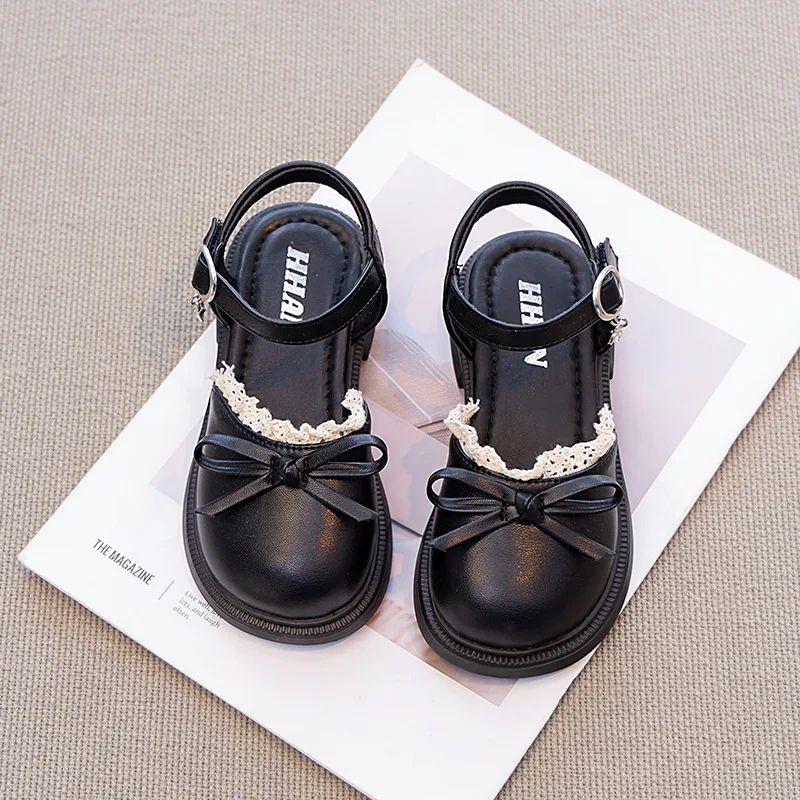 Fashion Ruffles Sweet Princess Butterfly-knot Shoes Children Non-slip Dress Shoes Cover Toe Girls Sandals Summer New Kids