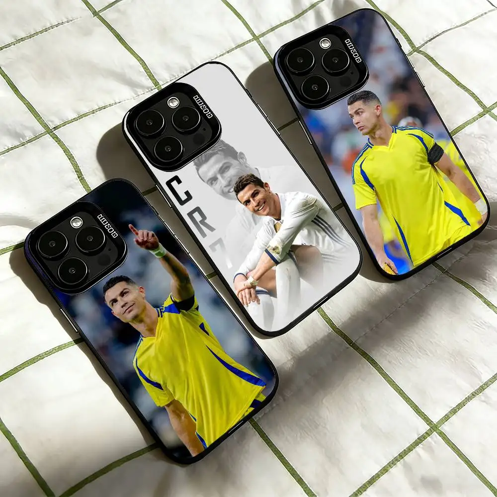 

R-Ronaldo Cool CR7 football Phone Case For iPhone 17,16,15,14,13,12,11 Plus,Pro Max,XS,Colorful Silver Phone case Funda Cover