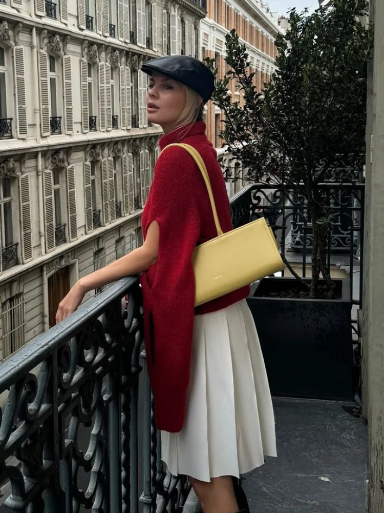 

Шикарные вязаные перчатки, женский повседневный однотонный свитер с длинными рукавами и воротником-стойкой, свободные свитера, женские модные женские свитера 2025 года