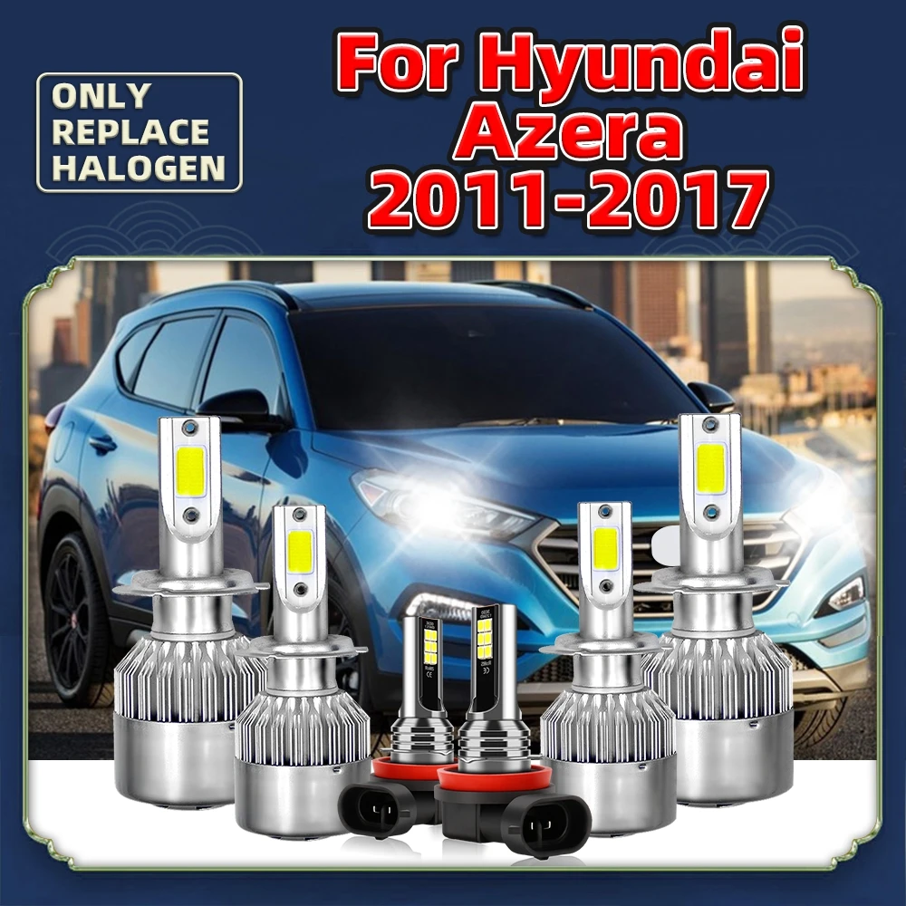 

LED Car Headlights H7 High Low Beam + 12V Fog Lamps For Hyundai Azera 2017 2016 2015 2014 2013 2012 2011 Replace Conversion Kit