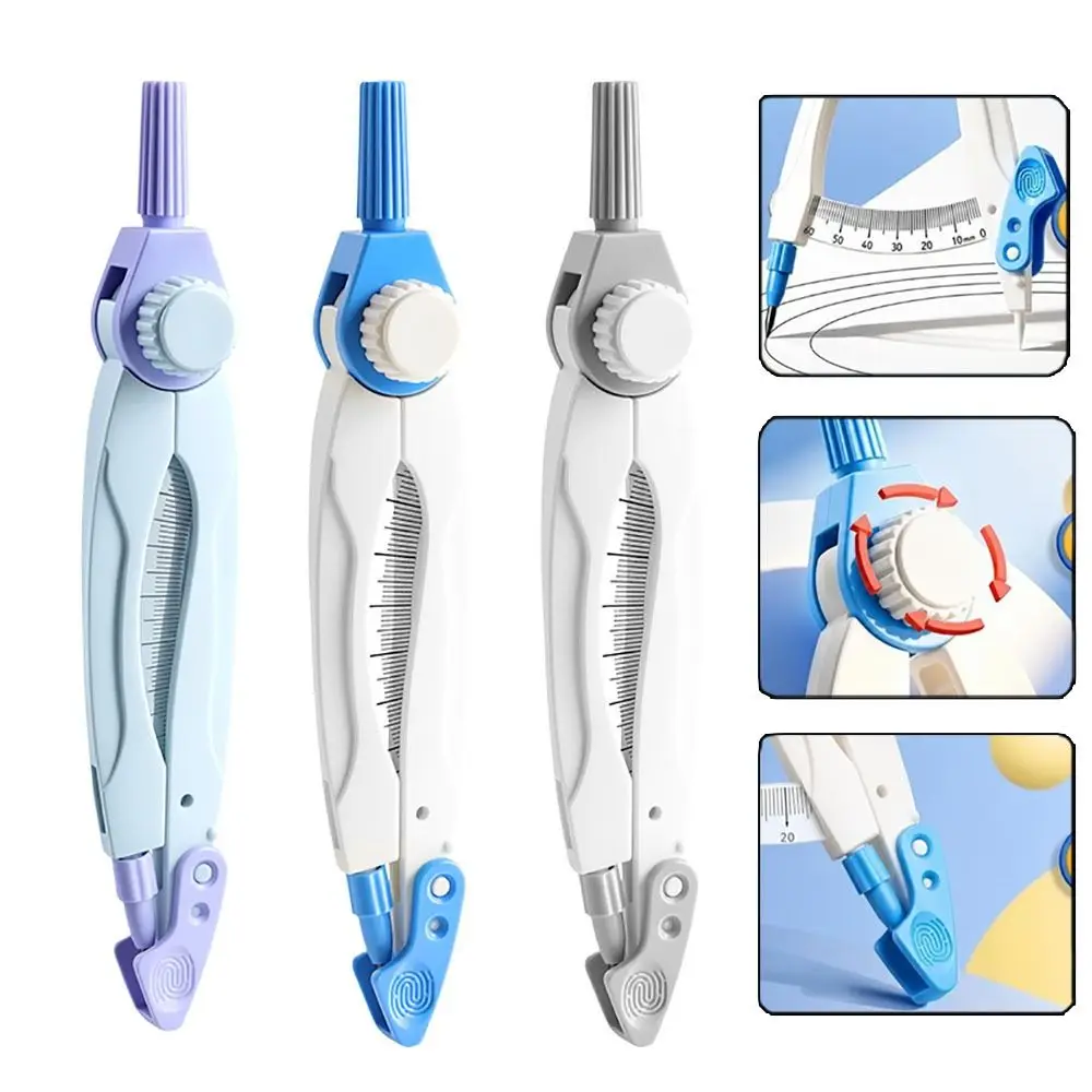 Digital Display Compass Safe No Metal Lock-Distance Geometry Compass with Replacement Pencil Leads Drawing Circles Tool