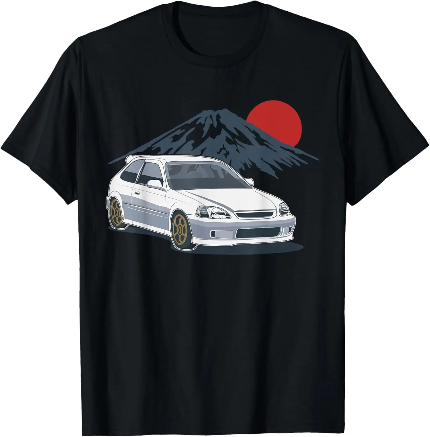 JDM Japan Motorsport Tuning Car 90S T-Shirt 100% Cotton Trendy Y2K Short-Sleeve Tee-Soft, Quick-Drying, Moisture-Wicking; Ideal