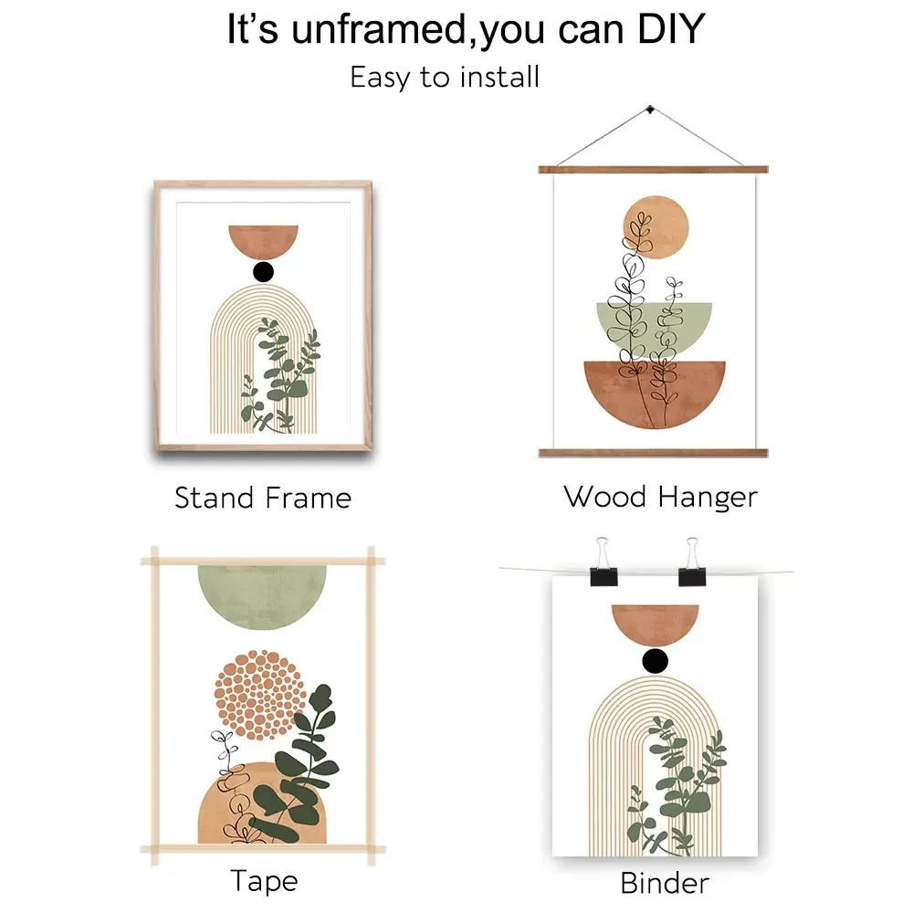 3 قطعة بوهو الحديثة مجردة شكل النبات المشارك طباعة منتصف القرن البوهيمي نمط الهندسة النباتية الفن اللوحة جدار ديكور الصورة