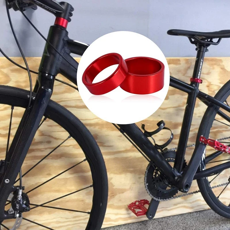 AA84 4 pièces/ensemble 5/10/15/20mm en alliage d'aluminium casque tige entretoise vtt 28.6mm fourche rondelle capuchon pour vélo de route cyclisme, argent