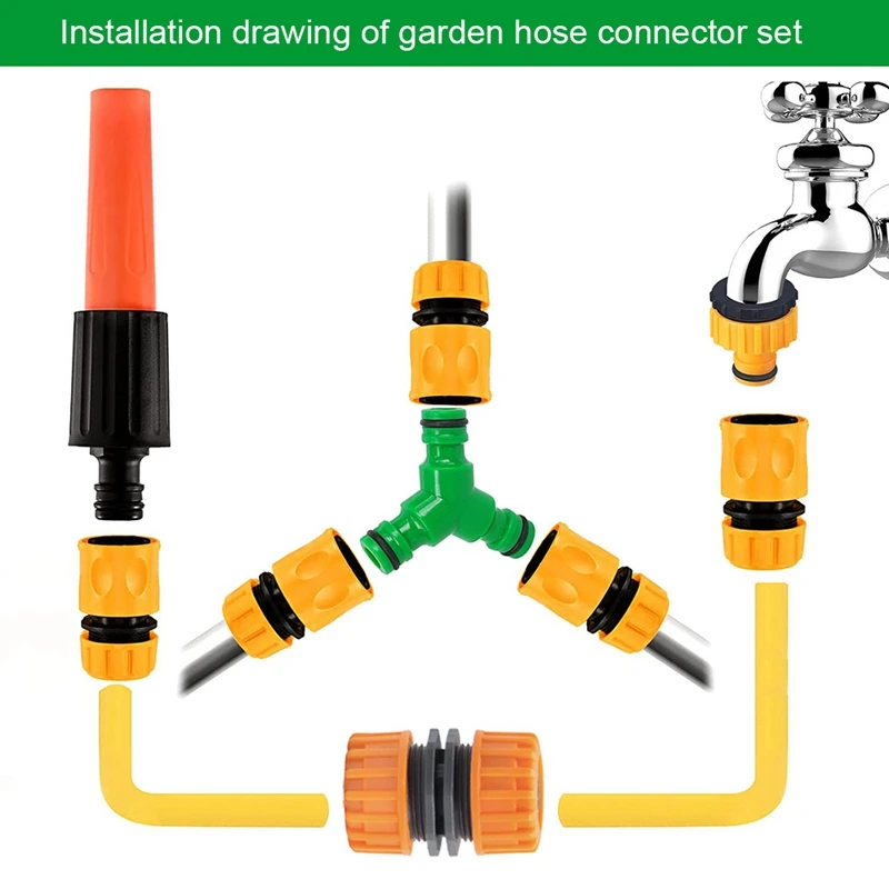 Plastic 4-Point Water Pipe Quick Connector Set Gardening Watering Irrigation Quick Connector Connector Accessories