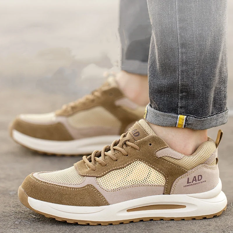 men's casual breathable steel toe caps work safety shoes worker security boots outdoors summer safe sneakers protective footwear