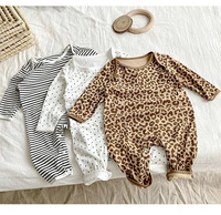 ( 0-3 Years Old)  Ins Korean baby long sleeve pajamas spring autumn boy girls onesie crawl clothes comfortable home newborn