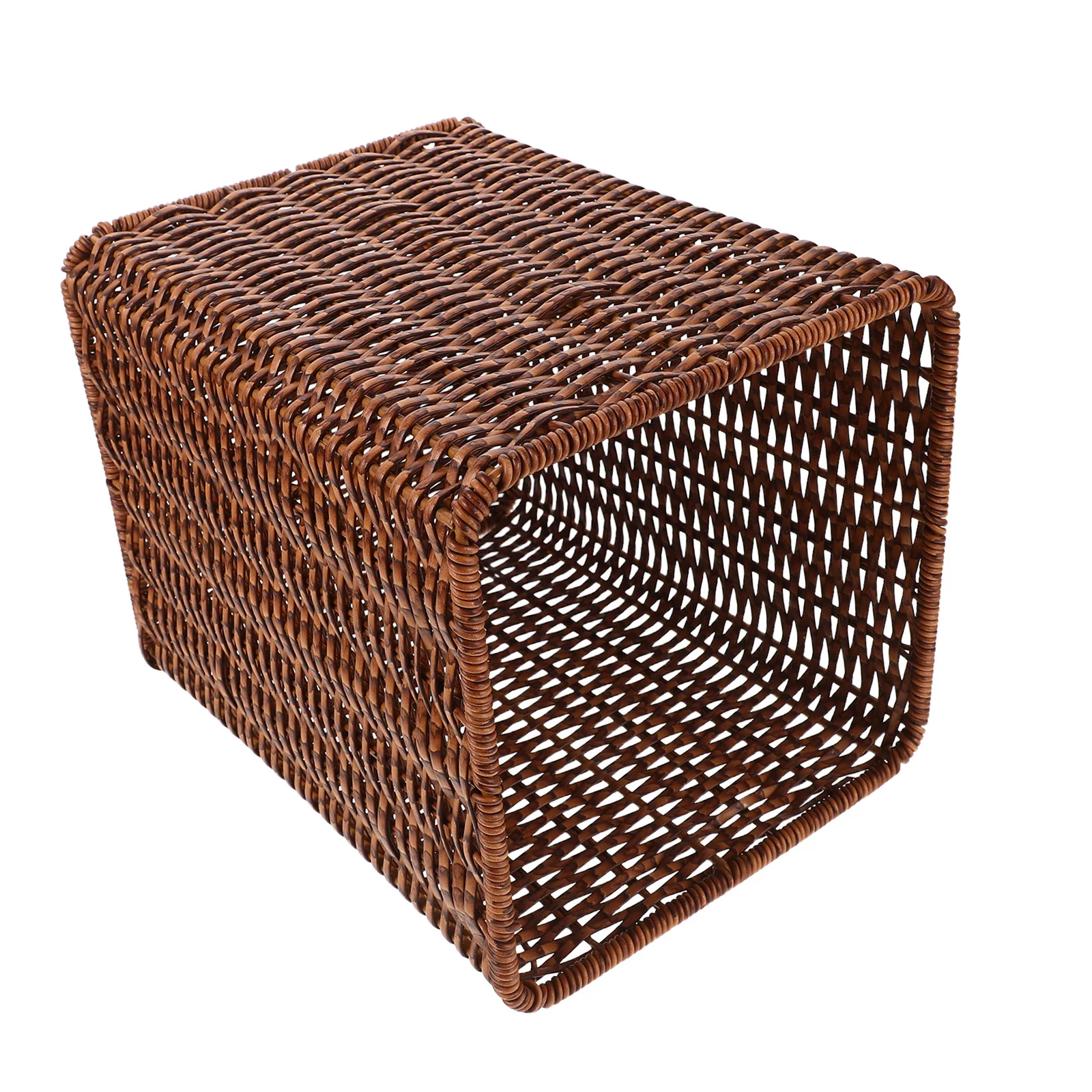 

Large Capacity Imitation Rattan Trash Bin Woven Garbage Container For Kitchen Bathroom Home Office Farmhouse Style Lidless Waste