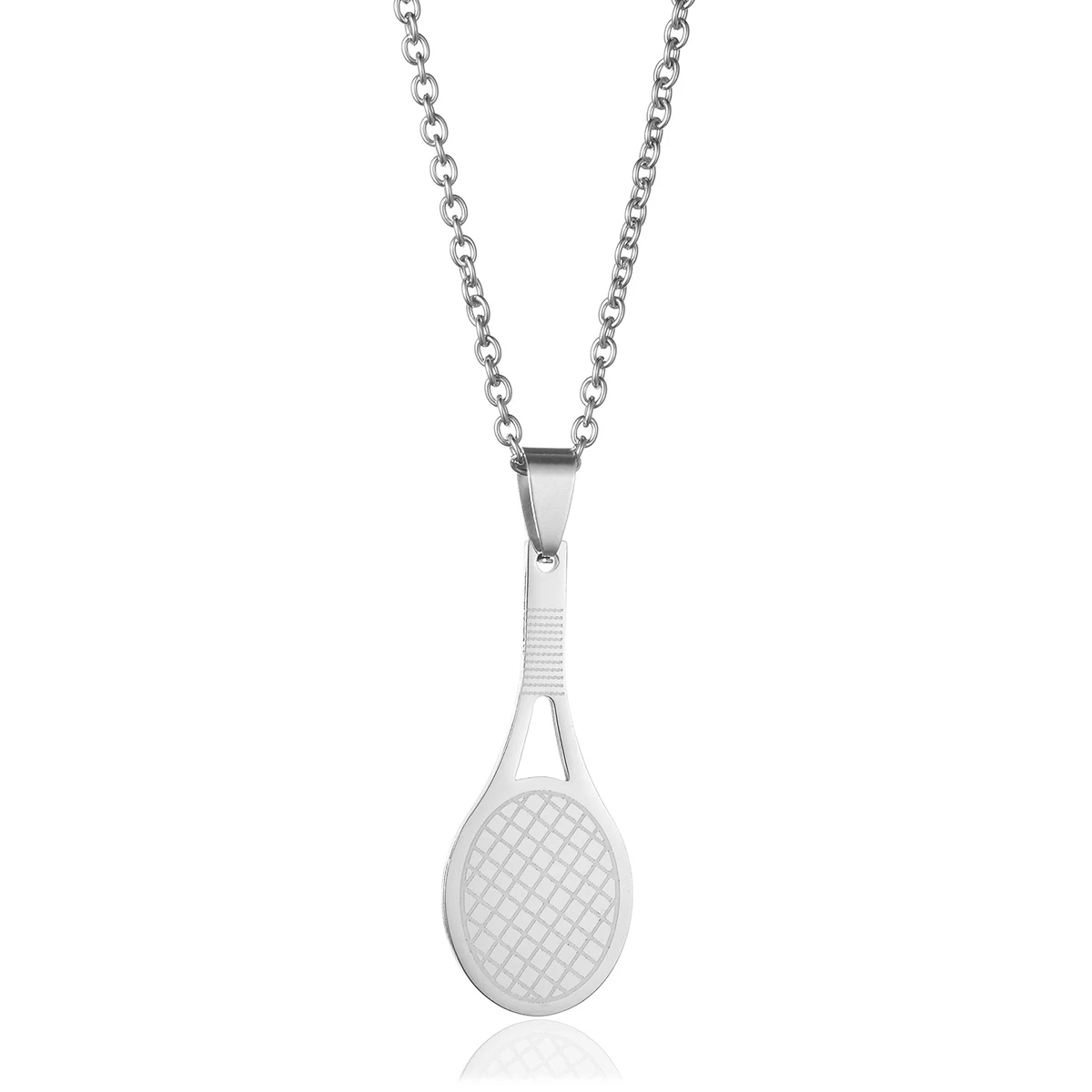 Fashion Cute Silver Color Tennis Racket Pendant Stainless Steel Necklace Fine Jewellery Gift for Women Girl Boy Dropshipping
