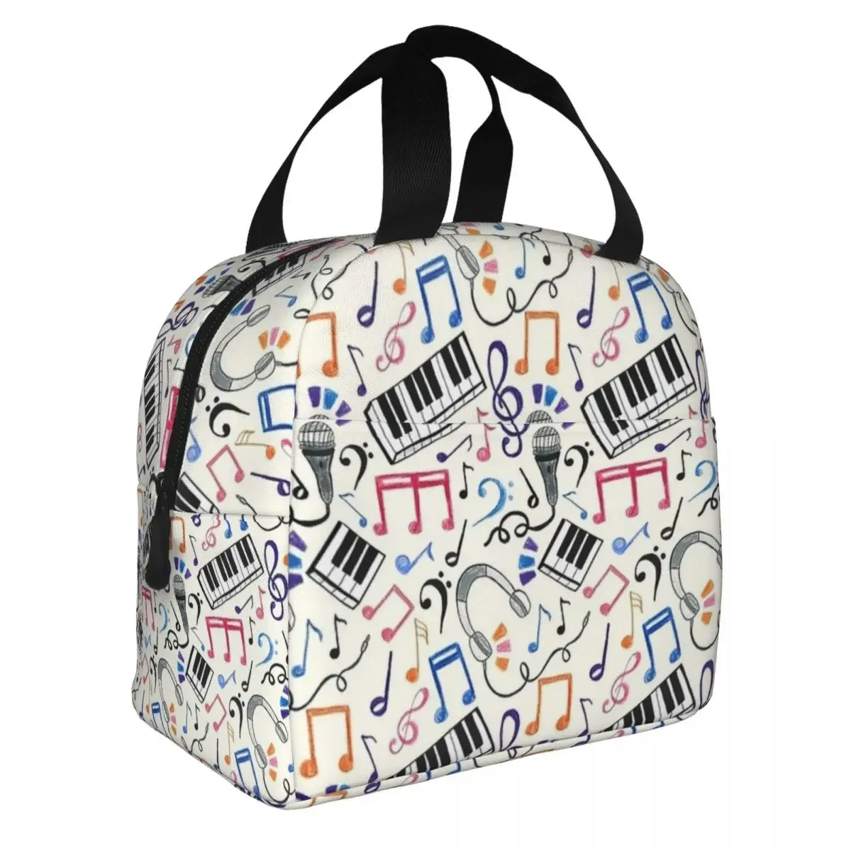 Good Beats Music Notes & Symbols Insulated Lunch Bags Leakproof Reusable Thermal Bag Lunch Box Tote Beach Outdoor Food Handbags