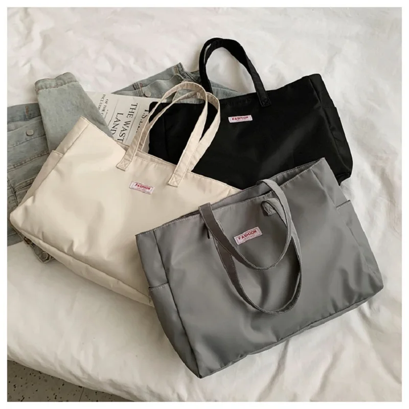 Koreańska wersja nylonowa torba typu Tote, wodoodporna tkanina Oxford, prosta, damska, duża pojemność, torebka na ramię, duża pojemność