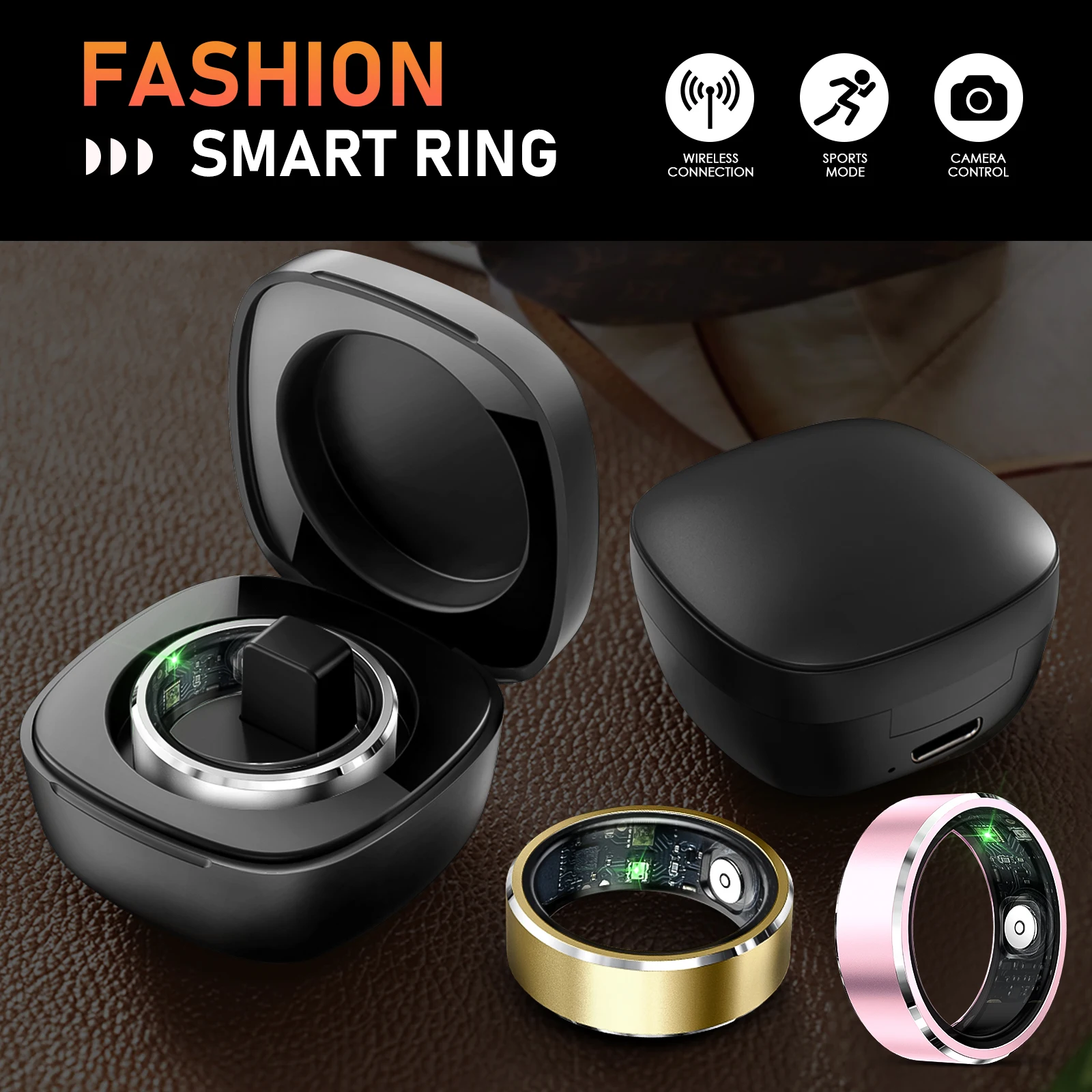 EIGIIS 2024 New Smart Ring Blood Pressure Oxygen Heart Rate Monitor Remote photography Waterproof  Bluetooth 5.1 For Android IOS