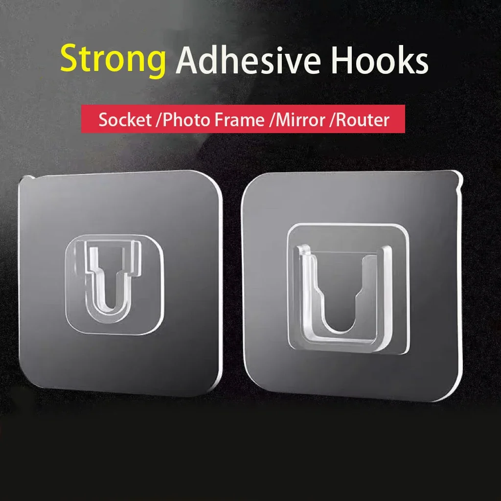 

Strong Transparent Double-Sided Adhesive Wall Hooks Hanger Suction Cup Sucker Hooks Kitchen Bathroom Storage Plug Socket Holders