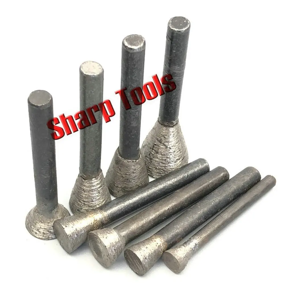 10pcs 소결 다이아몬드 V 자형 막대 그라인딩 헤드 CNC 라우터 비트 엔드 밀링 커터 스톤 조각 조각 공작 기계 블레이드