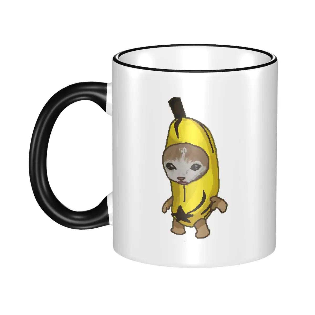 Banana Cat Meme Pixel Art Coffee Mug Novelty Tea Cups For Office