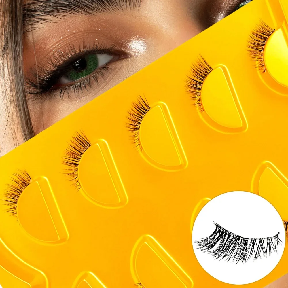 Wispy Cat Eye Halbe Wimpern 5 Paar Transparentes Band Künstliche Nerz-Wimpern Natürlich Kurz Flauschig Weich Wiederverwendbar Tägliches Wimpernverlängerungswerkzeug – Detail 1