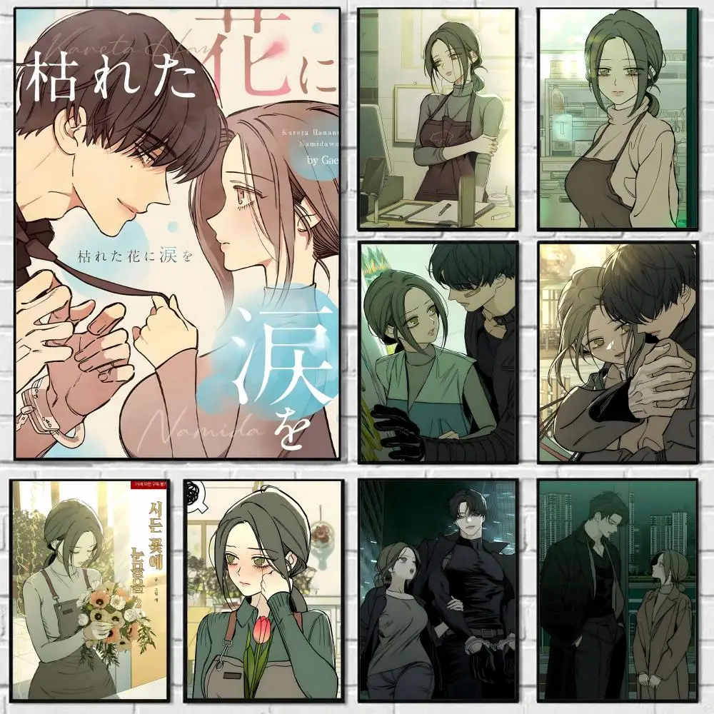 Webtoon Tears On A Withered Flower Poster Self-adhesive Art Waterproof Paper Sticker Coffee House Bar Room Wall Decor