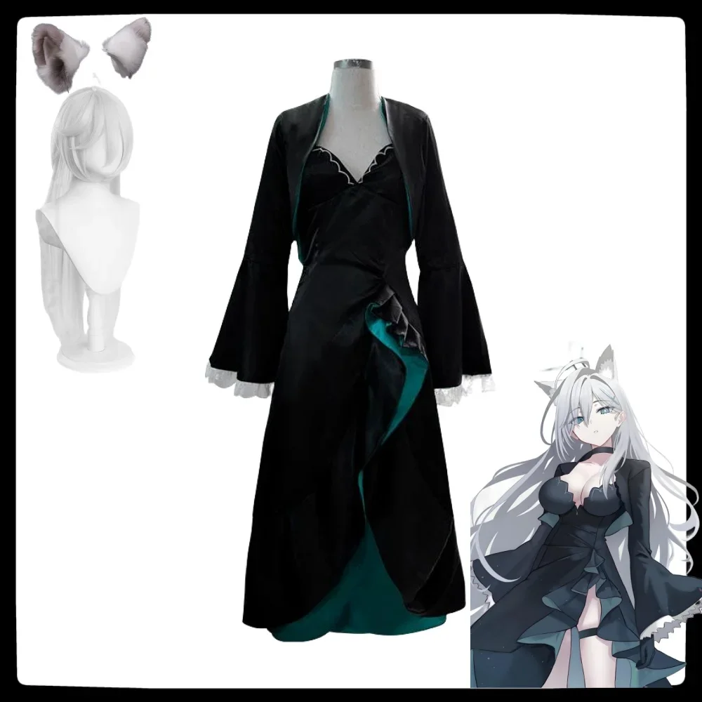 Sunaokami Shiroko Cosplay Costume Wig Game Blue Archive Big Skirt Dress Melanism Shiroko Women Clothes