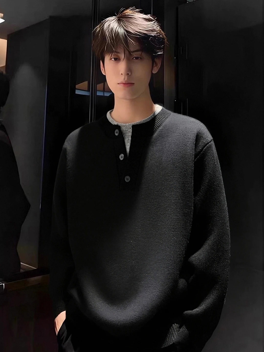 

Cleanfit Bla Men's Knitwear Winter American Sle Base Layer irt Inner Wear Heavyweight Fake Two-Piece Loose Fit Commute ...