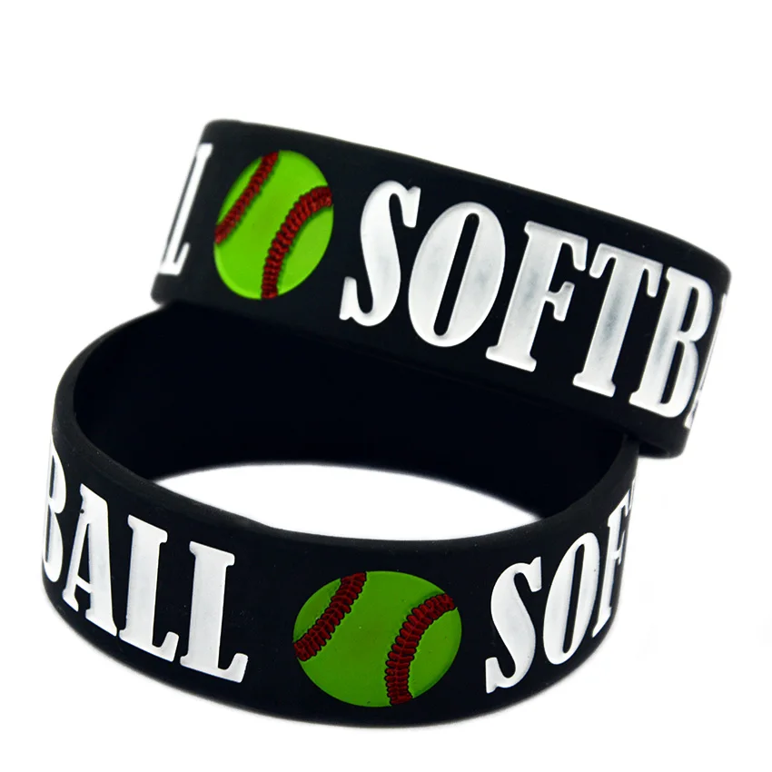 25 Stück 1 Zoll breite Softball-Silikon-Armbänder, Fan-Zeitungszubehör, Gummiarmreifen – Detail 2
