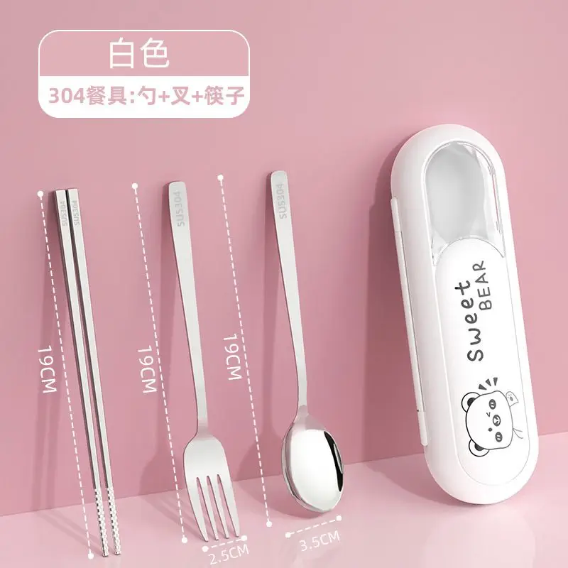 سانريو كورومي لطيف أنيمي المحمولة أواني الطعام شوكة ملعقة عيدان مجموعة أدوات المائدة الأسرة أداة تخييم أدوات المطبخ اكسسوارات