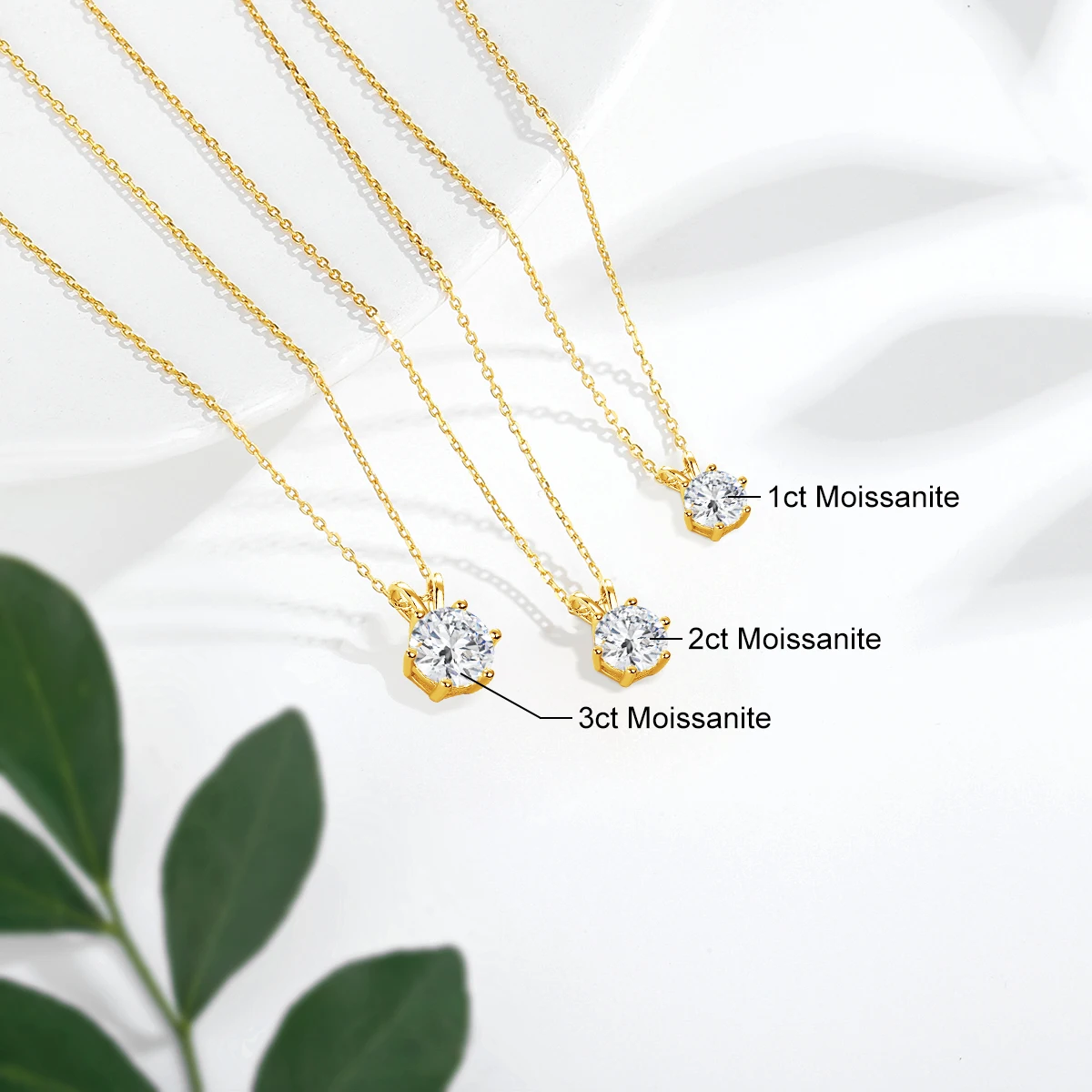 Genuine Classic 6-Claw Necklace Real 14K Gold 1ct 2ct 3ct Moissanite Diamond Pendant for Woman Lovers' Wedding Bridal Jewelry