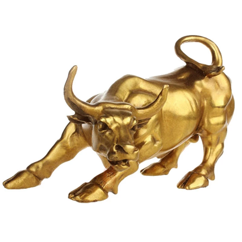 

Feng Shui Fortune Brass Bull Statue, Sculpture Home Decoration Golden Copper Bull Represents Good Luck Of Career