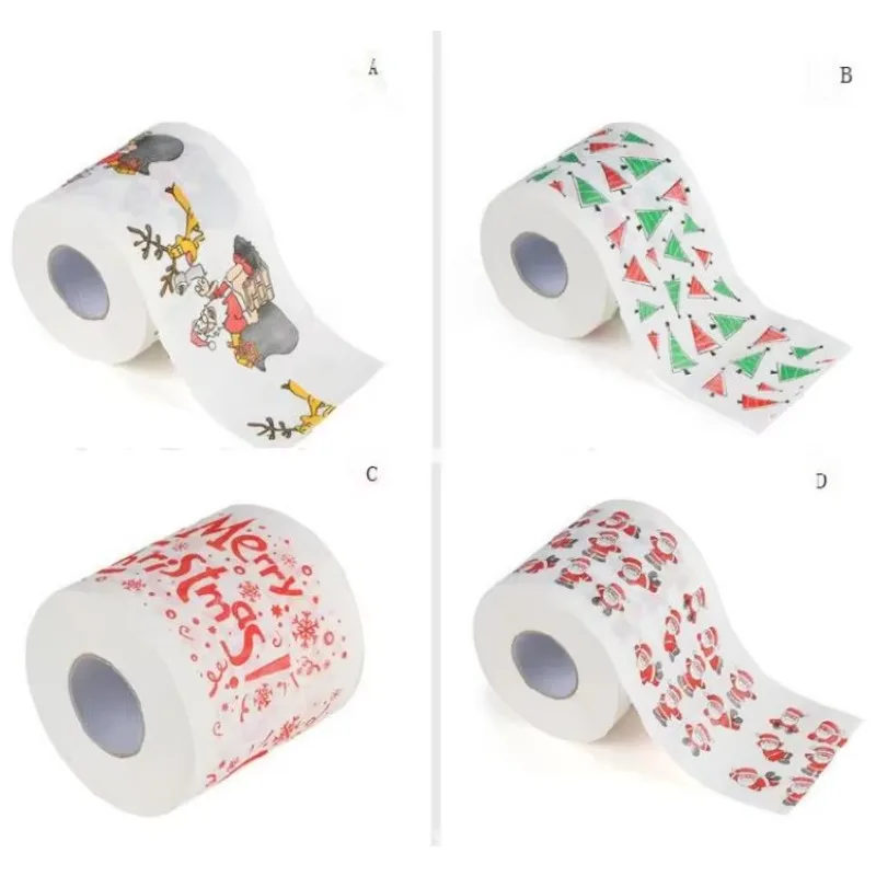 Santa Claus Printed Toilet Paper Merry Christmas Bath Toilet Roll Paper Tissue Living Room Table Decor