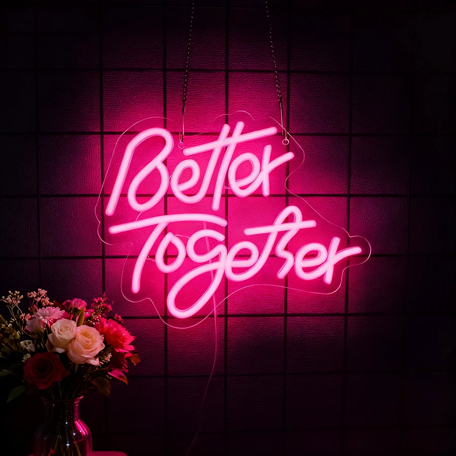 أفضل معًا علامة النيون لديكور الحائط ، الزفاف Led ضوء النيون USB رسائل النيون علامات النيون لحفل الزفاف ، حفلة خطوبة ، عيد ميلاد #5