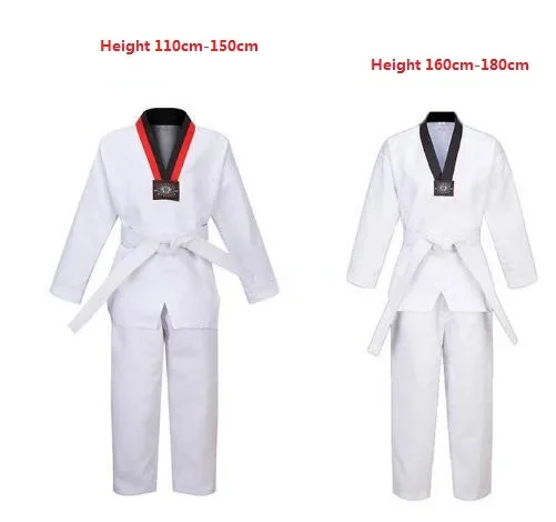 TKD Costumes Clothing White Taekwondo Uniforms WTF Karate Judo Dobok Clothes Children Adult Unisex Long Sleeve Gi Uniform