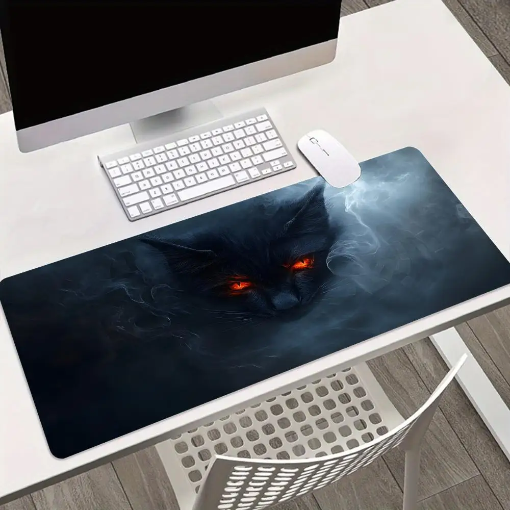 Fantasy Red-Eyed Cat Mat large mouse pad pc accessories gaming mats desk pad rubber edge locking office mat Computer Desks pad