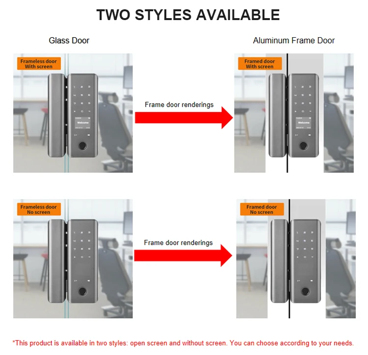 Smart Locks Wifi High Security Door Fingerprint Smart Door Lock Glass Steel Double Side Sliding Glass Door Lock