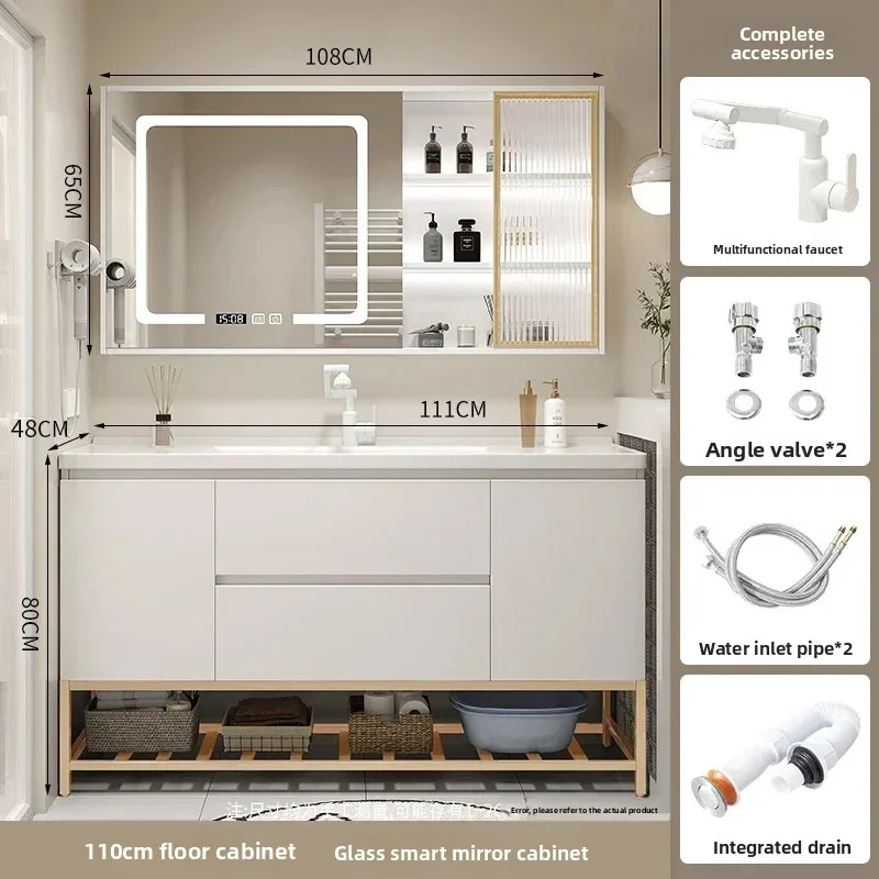 Nordic Floor Bathroom Vanity Cabinets with Ceramic Sink Toilet Storage Cabinet Modern Cabinets Washstand Bathroom Furniture