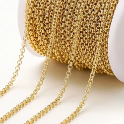 1Meters/Roll 4mm 14K 18K Gold Plated Brass Cross Link Chains Jewelry Making Bulk Chains For DIY Handmade Craft Accessories