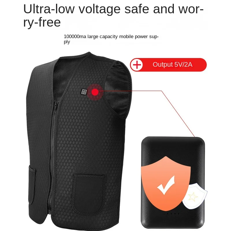 Men Autumn winter Smart heating Cotton 5 area Vest Heated V neck vest Women Outdoor Flexible Thermal Winter Warm Jacket M-4XL