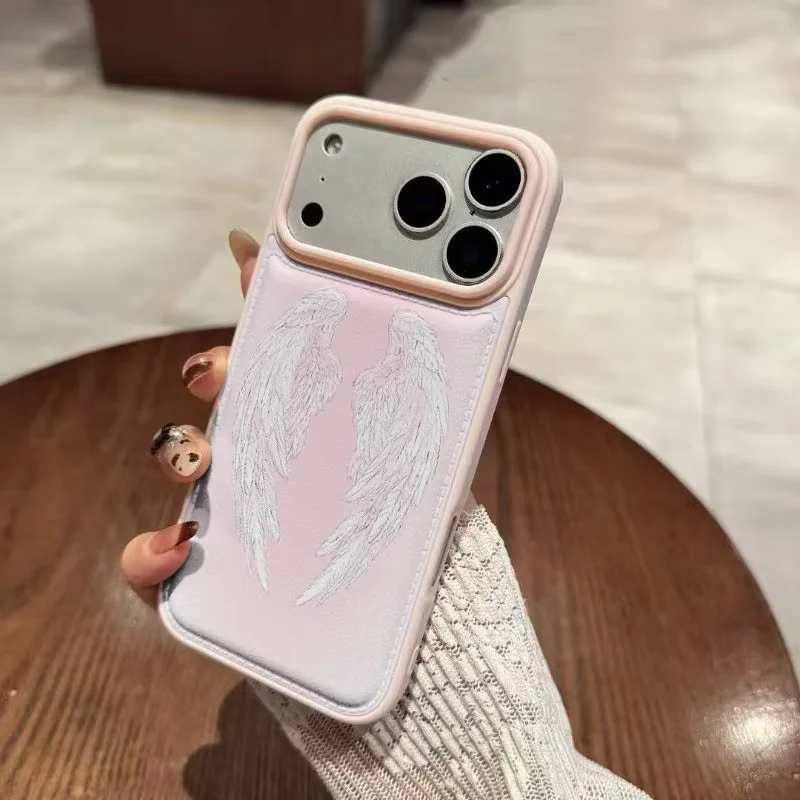 Korean Cute Pink Blended Angel Wings Phone Case For iPhone 17 AIR 16 15 14 13 12 11 PRO MAX PLUS Anti Drop Dustproof Cover view 5