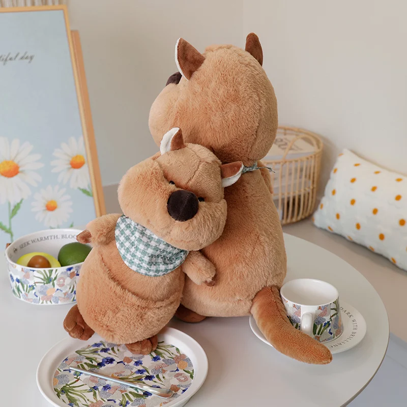 1pc25cm/9.84in ผ้าพันคอแคระจิงโจ้การ์ตูนสั้น-tailed Kangaroo Plush ของเล่นเบาะรถเตียง cuddle Sleep Soothing หมอน Birthda
