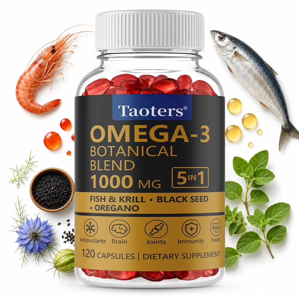 Extra-Strength Omega 3 Fish Oil Supplement, 1000mg Per Serving, with EPA & DHA and Vitamin E, CoQ10, Astaxanthin, 120 Softgels