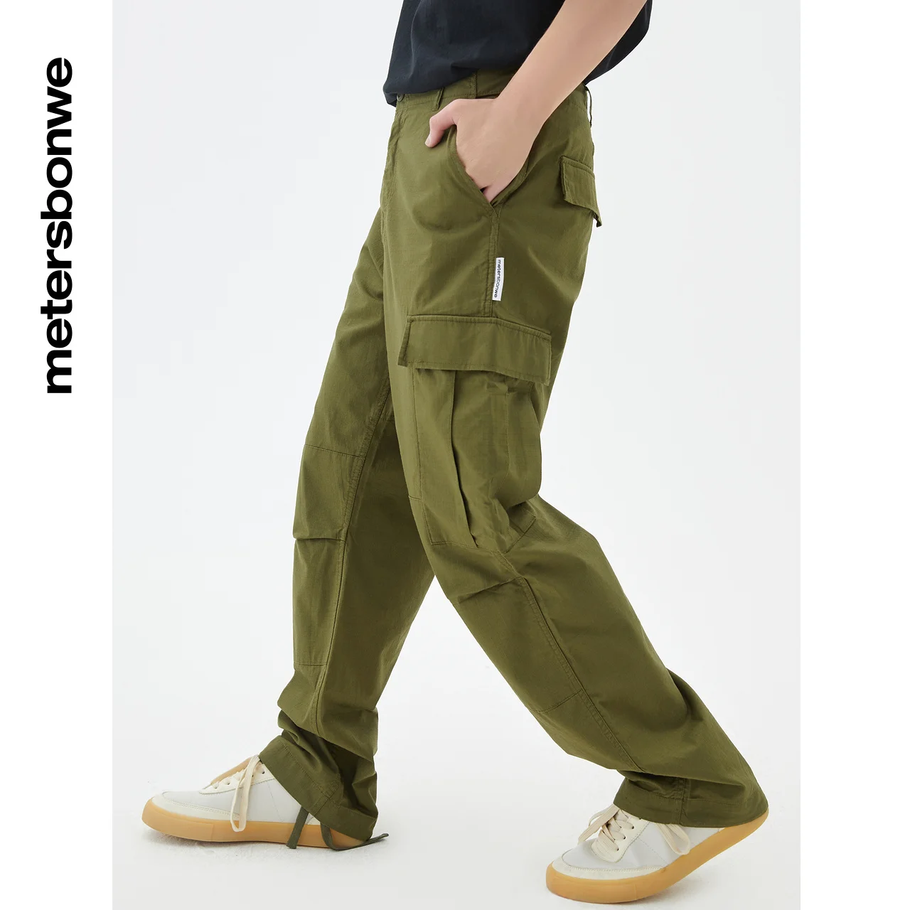 Metersbonwe-Pantalones informales de verano para hombre, pantalón holgado de moda urbana, 100% algodón