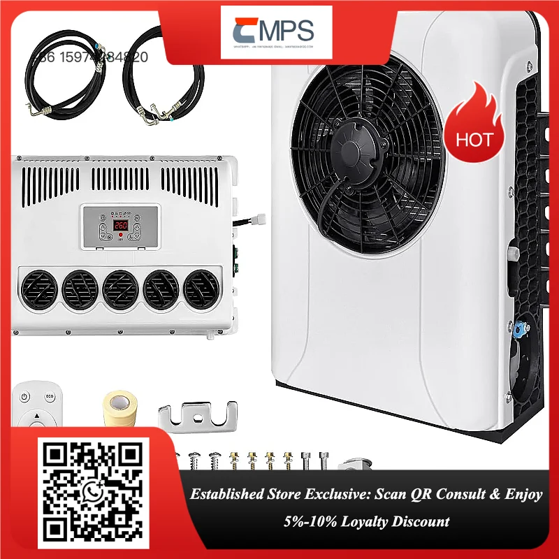 New 12V 24v Mobile AC Split R-134A Refrigerant Truck RV Parking Air Conditioner with Fan Compressor for Car Air Conditioning