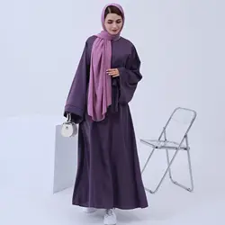 Plain Dubai Abaya Muslim Long Women Dress (No Scarf) -Side Pocket, Long Wide Sleeve. Ramadan Modest Islamic Clothing Hijabi Robe